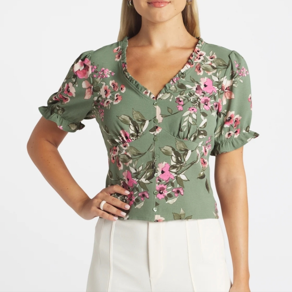 Floral Puff Sleeve Blouse size xs